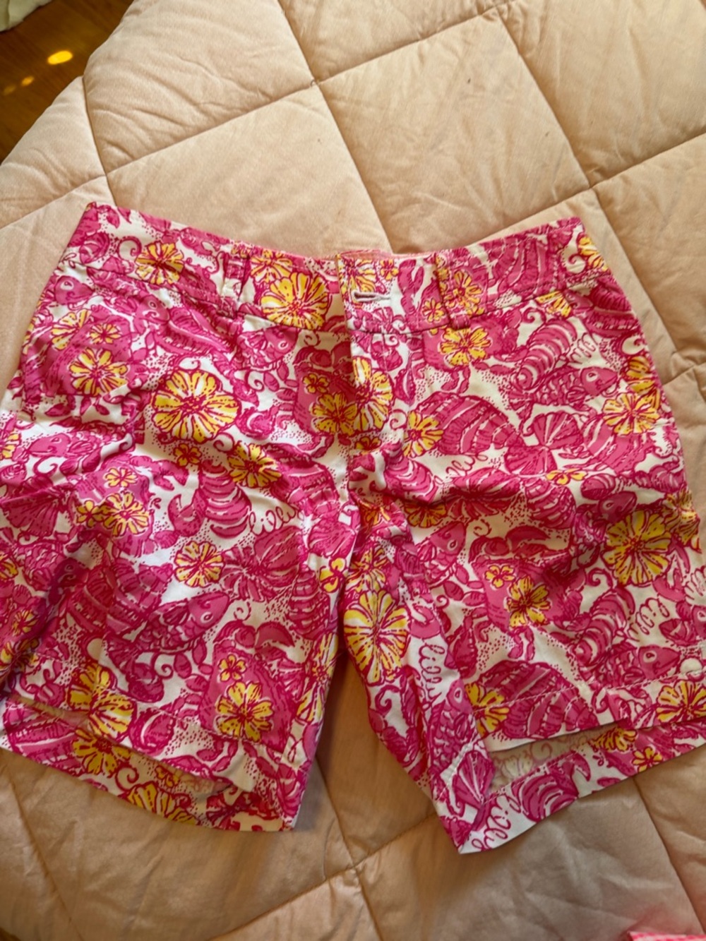 Lilly Pulitzer Pink & Yellow Floral Print Bermuda Shorts